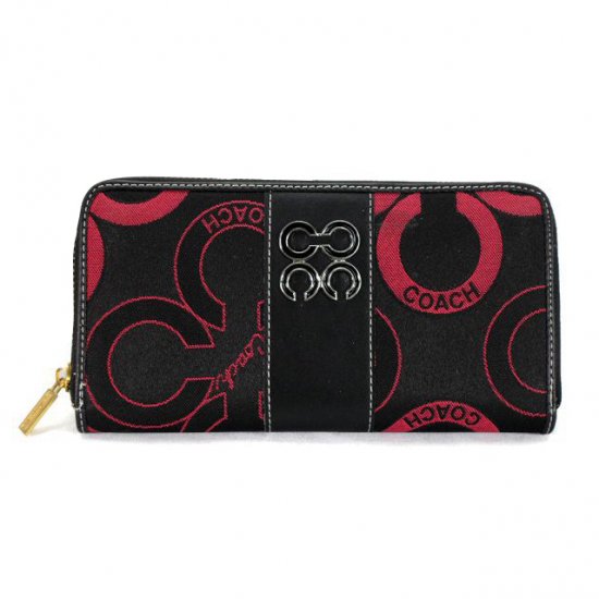 Coach Waverly Flower Charm Large Red Black Wallets EEJ | Coach Outlet Canada